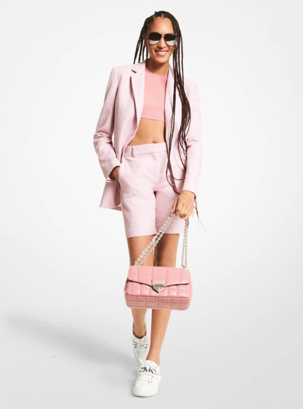 Damske Blejzre Michael Kors Linen Blend Boyfriend Ruzove - Oblecenie Michael Kors Akcia | QFILV-6302